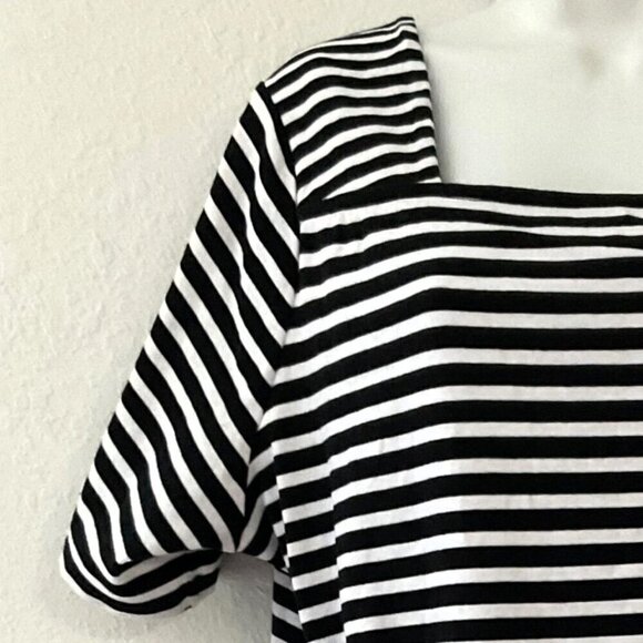 CROFT & BARROW BLACK WHITE STRIPED TOP PLUS 3X - Picture 7 of 11